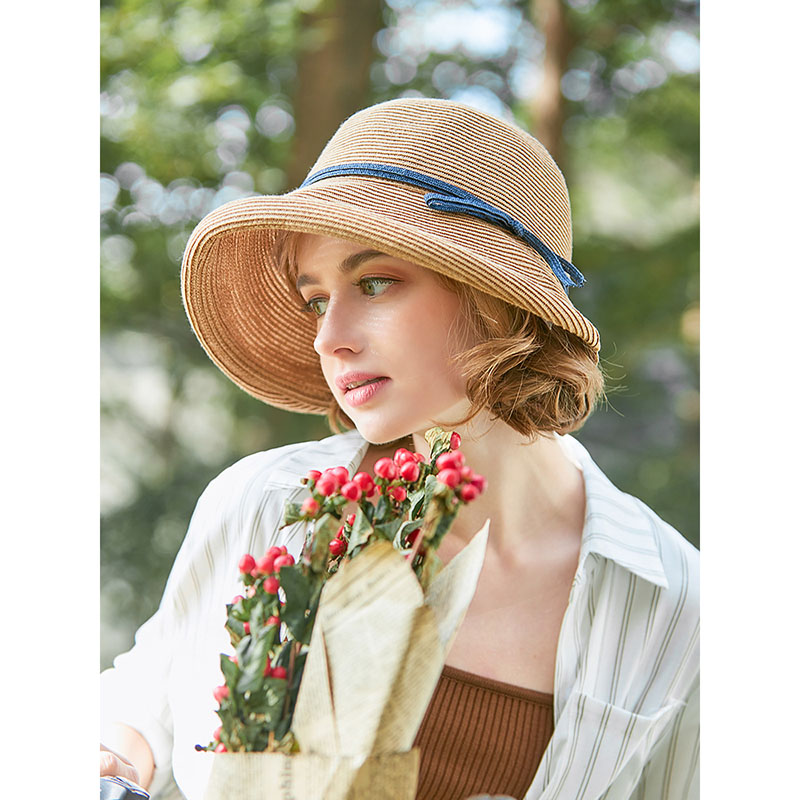 Chapeau d'été pour femmes, chapeau seau en paille, chapeau de plage, cérémonie, visière de ceinture, chapeau de protection solaire, printemps 2021