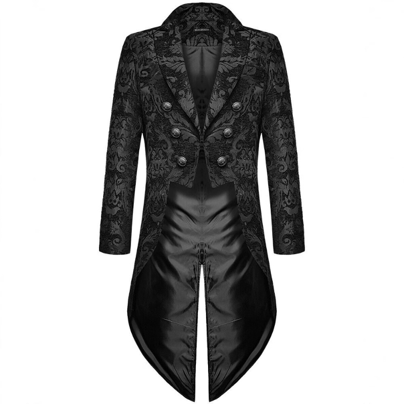 Tuxedo élégant en Jacquard doré pour hommes, manteau de queue gothique noir Vintage pour hommes, veste pour hommes de spectacle sur scène de fête de vacances, 2026