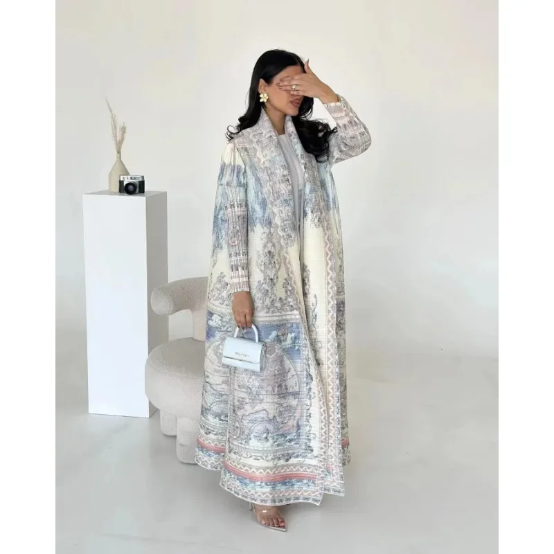KAF femmes mode Abaya Vintage imprimé Cardigan conception ample grande taille élégante femme luxe Robe printemps automne modèle