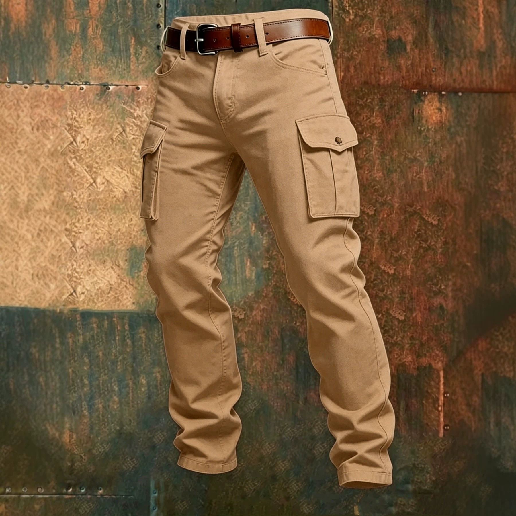 Nouveau pantalon cargo pour homme, coupe ample et droite, gris uni, polyvalent, pour le travail, joggers noirs, en coton, décontracté