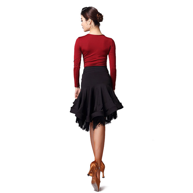Jupe de danse latine à franges pour femmes, Rose/noir/blanc, Salsa/Rumba/Samba/Tango pour la pratique de la danse/vêtements de performance