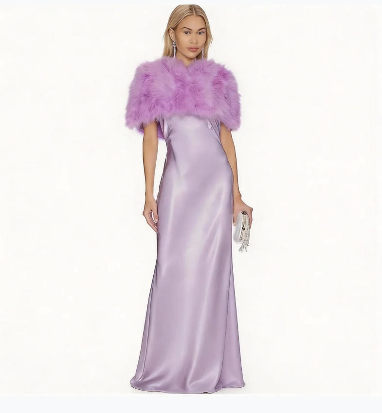 Capelet en Plumes d'Autruche Marabout Lavande Véritable pour Femme – Écharpe de Soirée Élégante pour Mariage et Occasions Spéciales