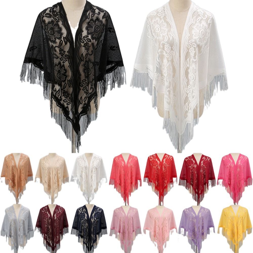 Cardigans à col en V patchwork de gland pour femmes, accessoires de mariage, châle creux à proximité, cape de Rhde soirée, châle en tulle, fête