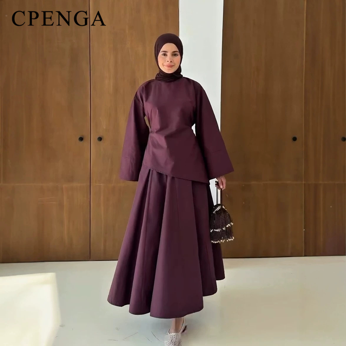 Ensemble Abaya 2 Pièces Élégant pour Femmes Musulmanes – Tenue Décontractée Islamique Turque pour l'Été, le Quotidien et l'Aïd – Haut et Jupe Modestes pour le Ramadan