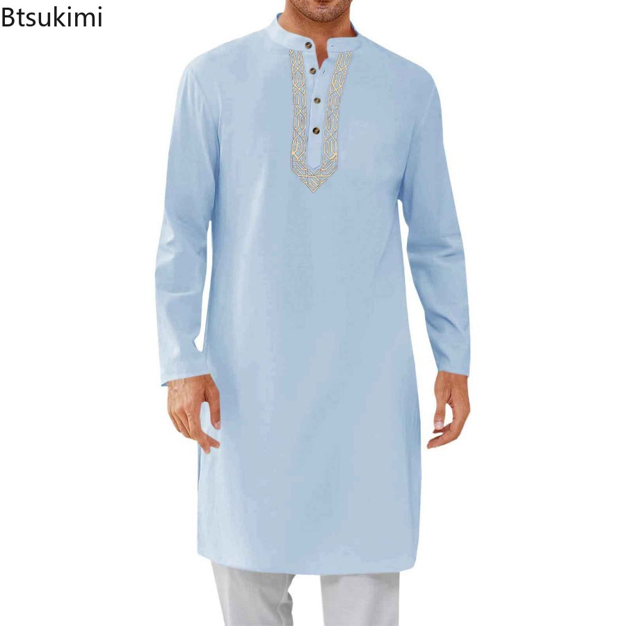 Abayas musulmanes pour hommes 2026, kaftan simple uni, tenue de prière islamique modeste, broderie, robe de prière, caftan de Dubaï, jubba marocaine, thobe pour homme