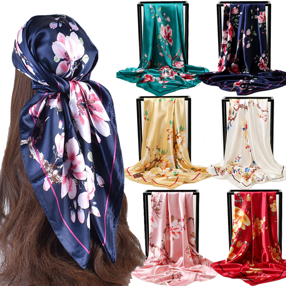 Nouveau foulard carré en soie tendance pour femme, bandeau doux, écharpe vintage, hijab imprimé floral, pashmina, bandana