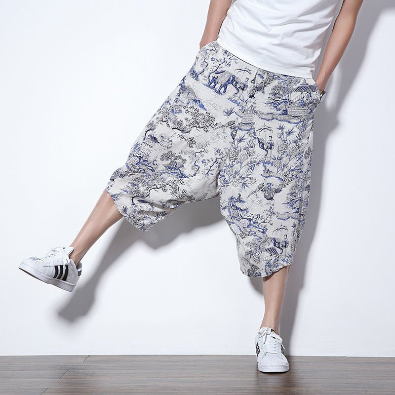 Pantalon lanterne d'été pour hommes et femmes, décontracté, plage, impression ethnique, loisirs, également, capri de vacances, objectifs, thaïxiété
