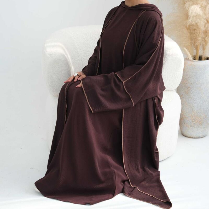 Nouvelle Abaya ouverte pour femmes musulmanes avec capuche, manches longues, cardigan ample en dentelle, robe longue, tenue islamique modeste