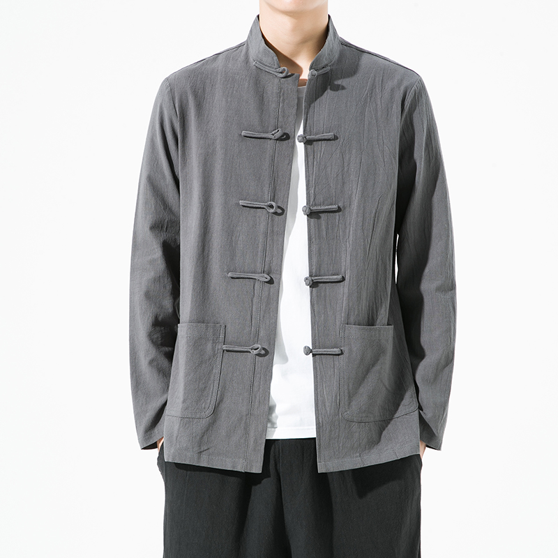 Vêtements traditionnels chinois d'été, chemises amples en coton et lin pour hommes, chemises à col montant, costumes Wu Tang Kung Fu, haut TS-867