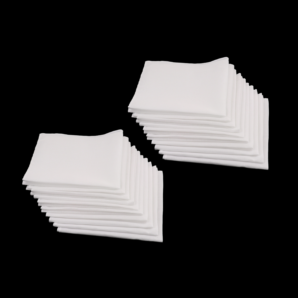 Mouchoirs blancs en pur coton pour femmes et hommes, mouchoirs Hanky, 20 pièces