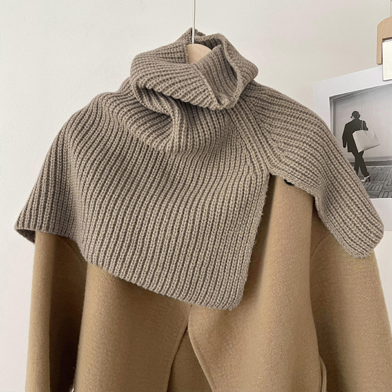 Écharpe à anneau tricoté solide pour femme, col détachable, silencieux à col haut, Version coréenne, tricot chaud, enveloppant le cou, hiver