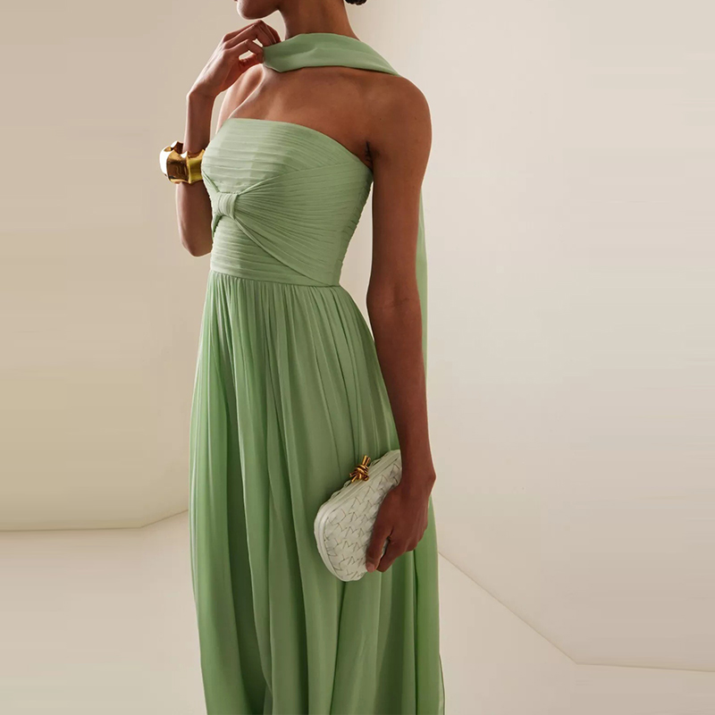 Tempérament Simple bustiers fête longues robes élégant taille haute drapé robe de soirée femmes décontracté dos nu grand ourlet robes