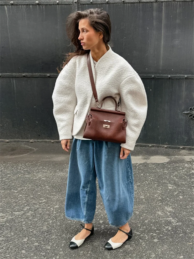 Vestes en tricot amples blanches pour femmes, mode élégante, taille haute, mode automne 2025, vêtements d'extérieur de luxe pour dames