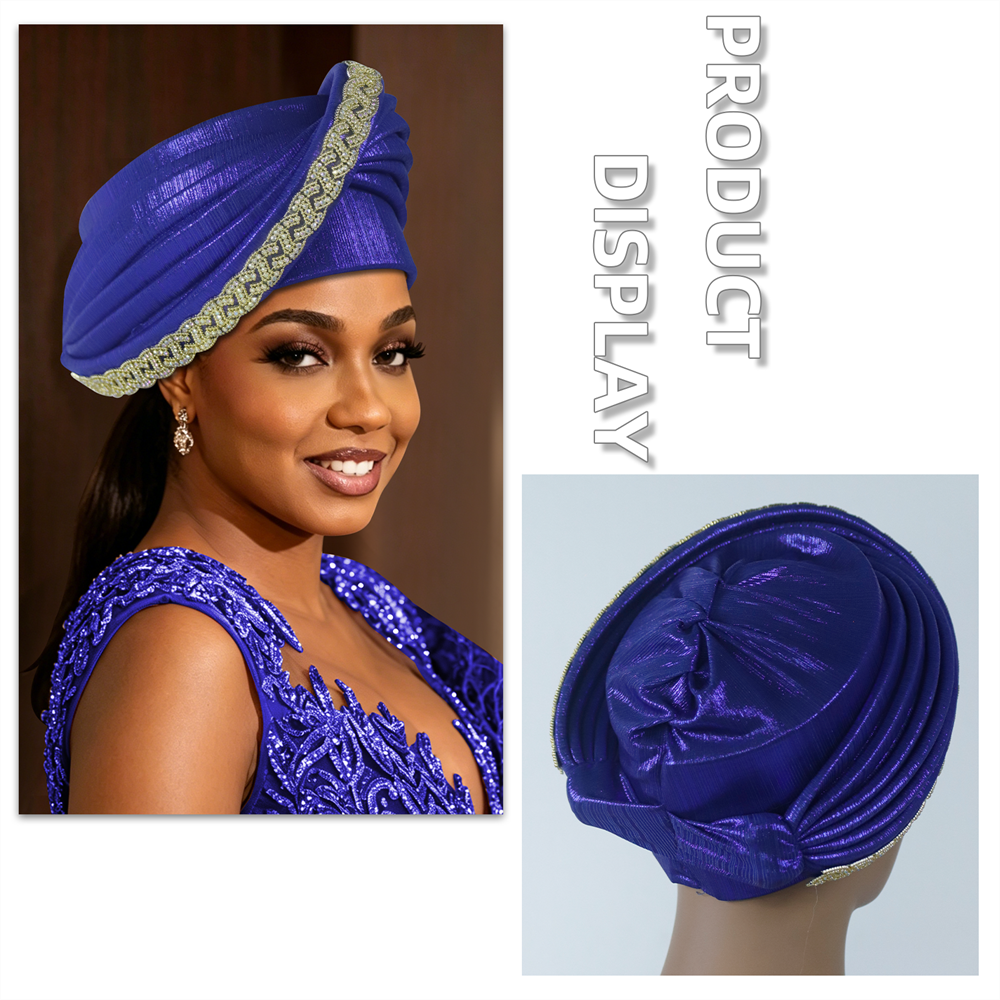 Turban Gele Africain Multicouche à Diamants, Chapeau Turban, Foulards de Tête pour Femmes, Geles de Mariage Nigérians, Coiffe de Fête pour Fête