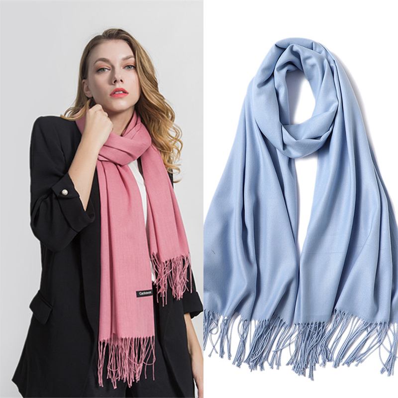 Foulard fin en cachemire pour femme, châle et enveloppes, couleur unie, étoles Hijab, Long, Pashmina, mode hiver 2022