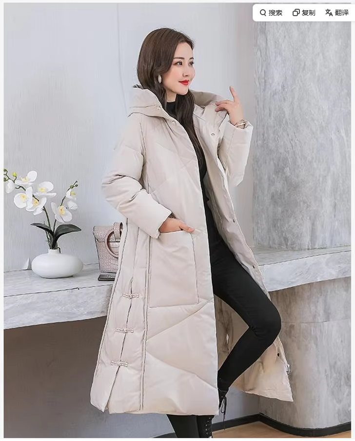 Veste mi-longue pour femme, manteau au genou, mode coréenne, coton noir, optique féminine, A823, hiver, nouveau, 2022