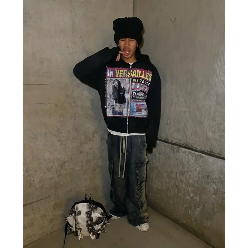 Sweat à capuche avec fermeture éclair pour femmes, Streetwear américain, mode Harajuku imprimée, Style Hip Hop, décontracté, coupe ample, 2025