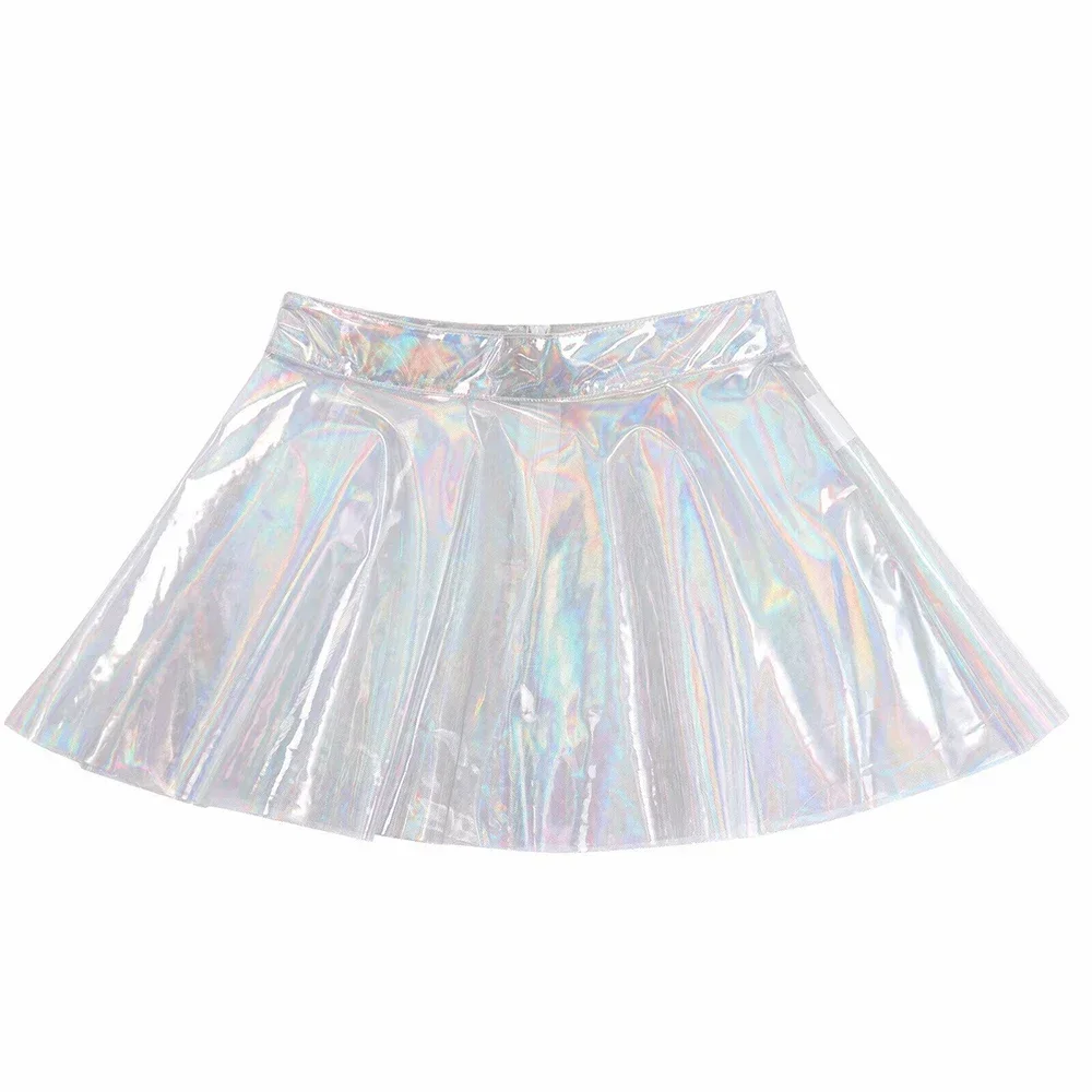 Jupes femmes Mini jupe 1 pièce plissée Mini jupes voir à travers les jupes Clubwear Transparent PVC 100% tout neuf