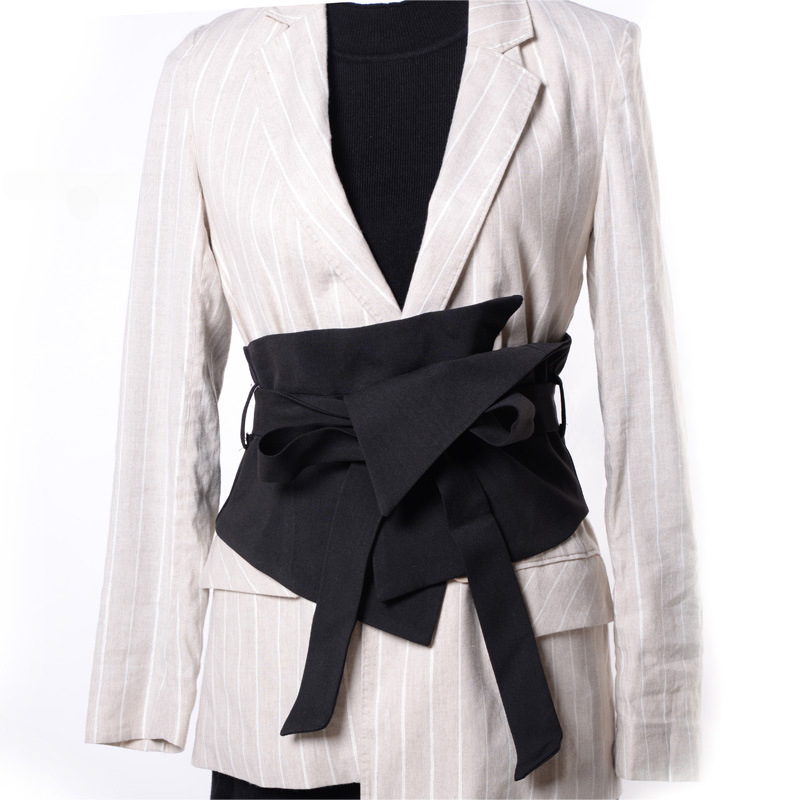Ceinture large en tissu noir pour femmes, ceintures de smoking, ceinture de manteau féminin, corsets, décoration de l'environnement, mode