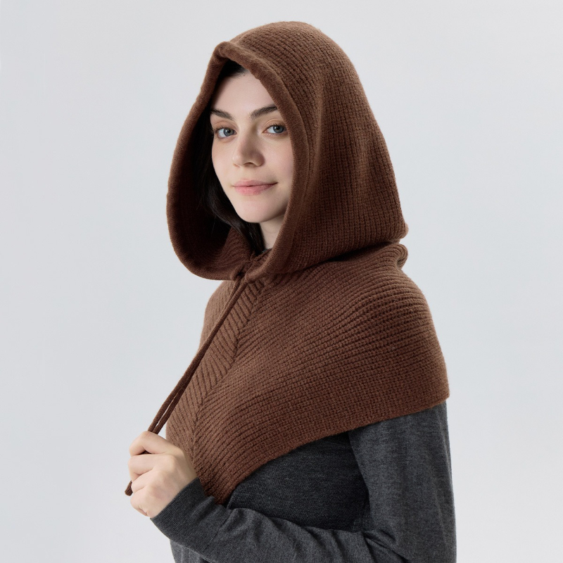 Cagoule d'hiver pour femmes, écharpe tricotée à capuche, casquette chaude d'extérieur, une pièce, col de cou, chapeaux pour filles