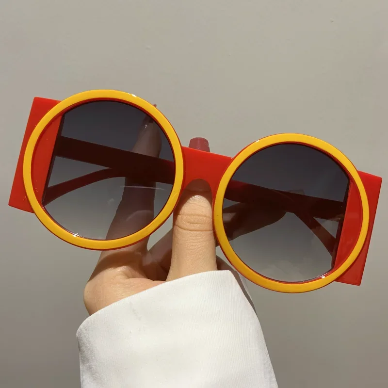 Lunettes de soleil rondes Double couleur pour femmes et hommes, rétro, tendance, UV400, pour l'extérieur, Hip Hop, voyage, plage