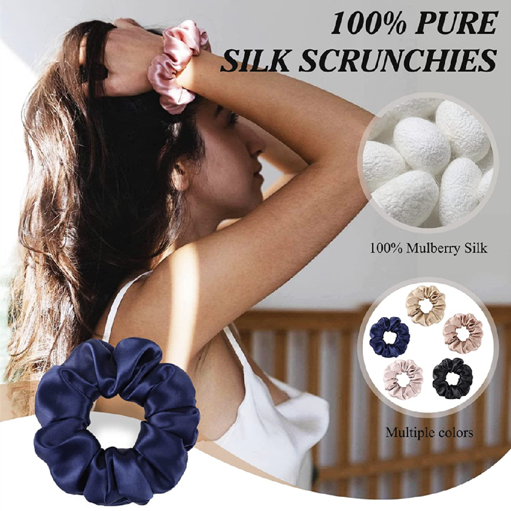 InjHair-Chouchous maigres en mûrier pur, attaches pour cheveux, bandeaux, porte-queue de cheval, accessoires de soin des cheveux, 100%, 3 pièces