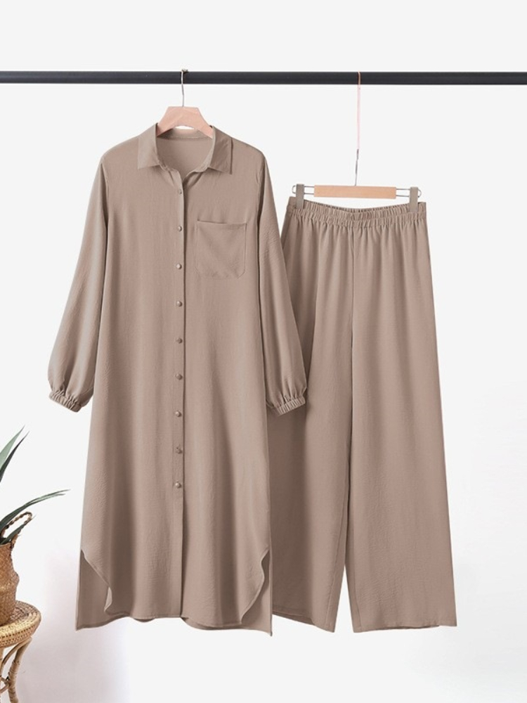 Robe musulmane décontractée pour femmes, chemisier 2 pièces, chemise à manches longues, olympiques pantalons, saoudien, arabe, dubaï, robes boutonnées, automne, 2023