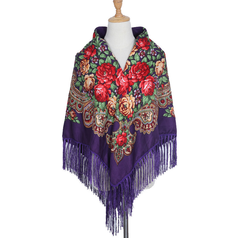 130*130 cm marque de luxe fleur ukrainienne écharpe châle Style ethnique imprimé grande écharpe carrée foulard mode couverture chaude enveloppes