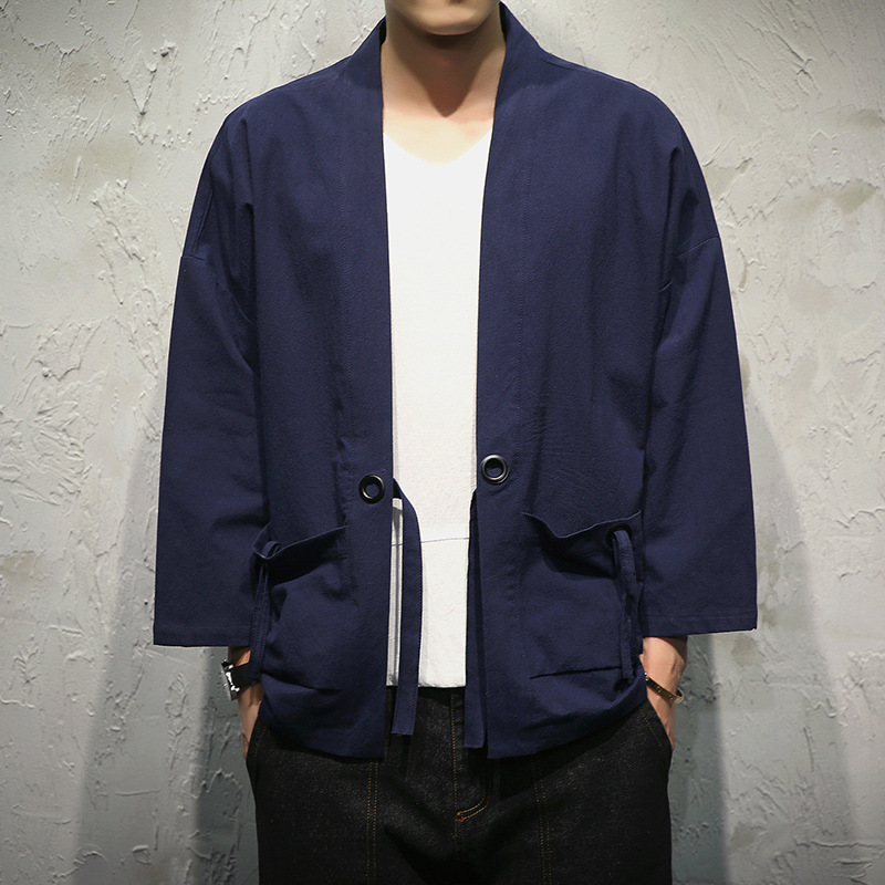 Cardigan kimono vintage pour hommes, Haori entreMiHarajuku, costume de samouraï de style japonais, chemise masculine, grande taille, vêtements asiatiques, veste