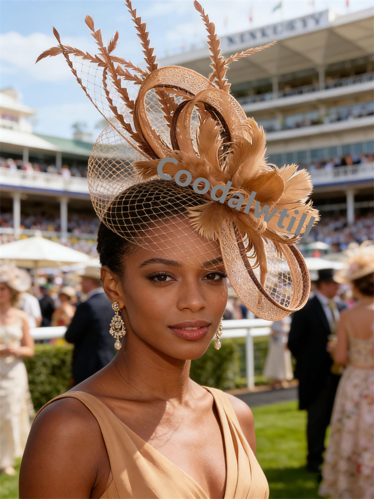 Voiles de mariée plume Fascinator chapeau femmes dames église Derby fête chapeaux dames Femme élégant fête Banquet cheveux pilulier casquettes