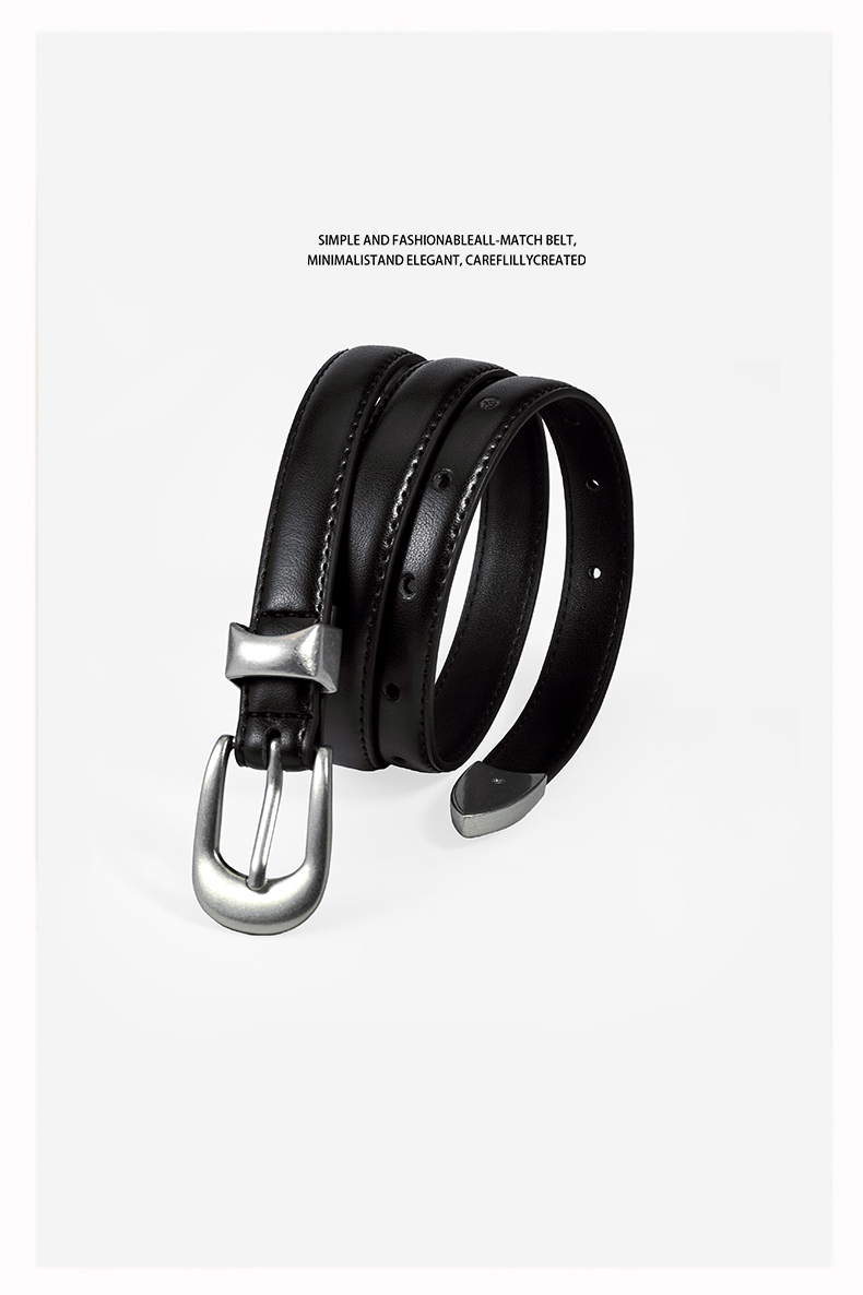 Ceinture décontractée en cuir pour femmes, de luxe, slim, à la mode, pour pantalons en jean, robes avec boucle en métal argenté
