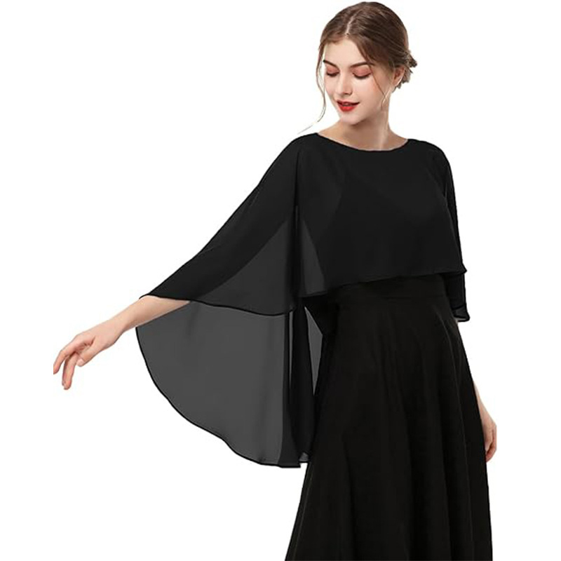 Châle et cape en mousseline pour femmes, pour robes de soirée, mariages et comme couche extérieure pour la protection solaire et la discrétion