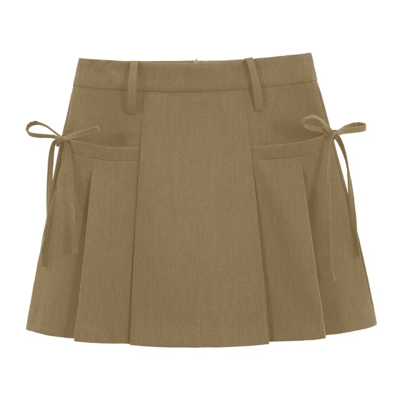 Jupe plissée taille haute pour femme, style A-line, avec détail nœud papillon, mini-jupe d'été