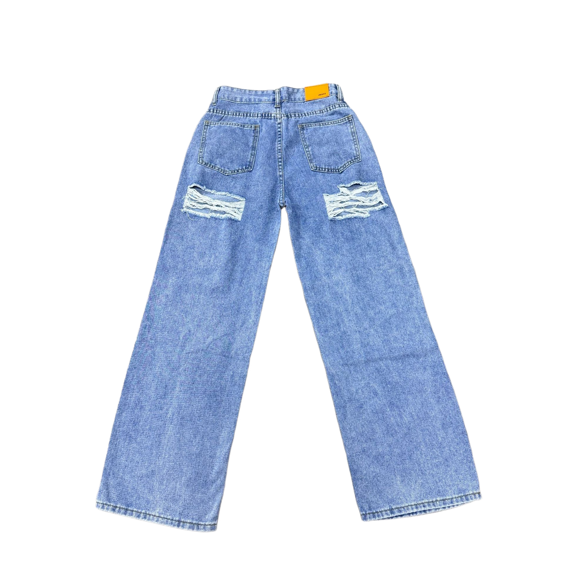 Jean tendance taille haute pour femme, jean slim à jambes droites, couleur unie, finition vieillie, pantalon à fermeture éclair boutonnée