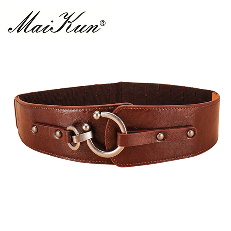 Maikun-Ceinture artificiel astique Vintage pour Femme, Large, avec Crochet en Métal