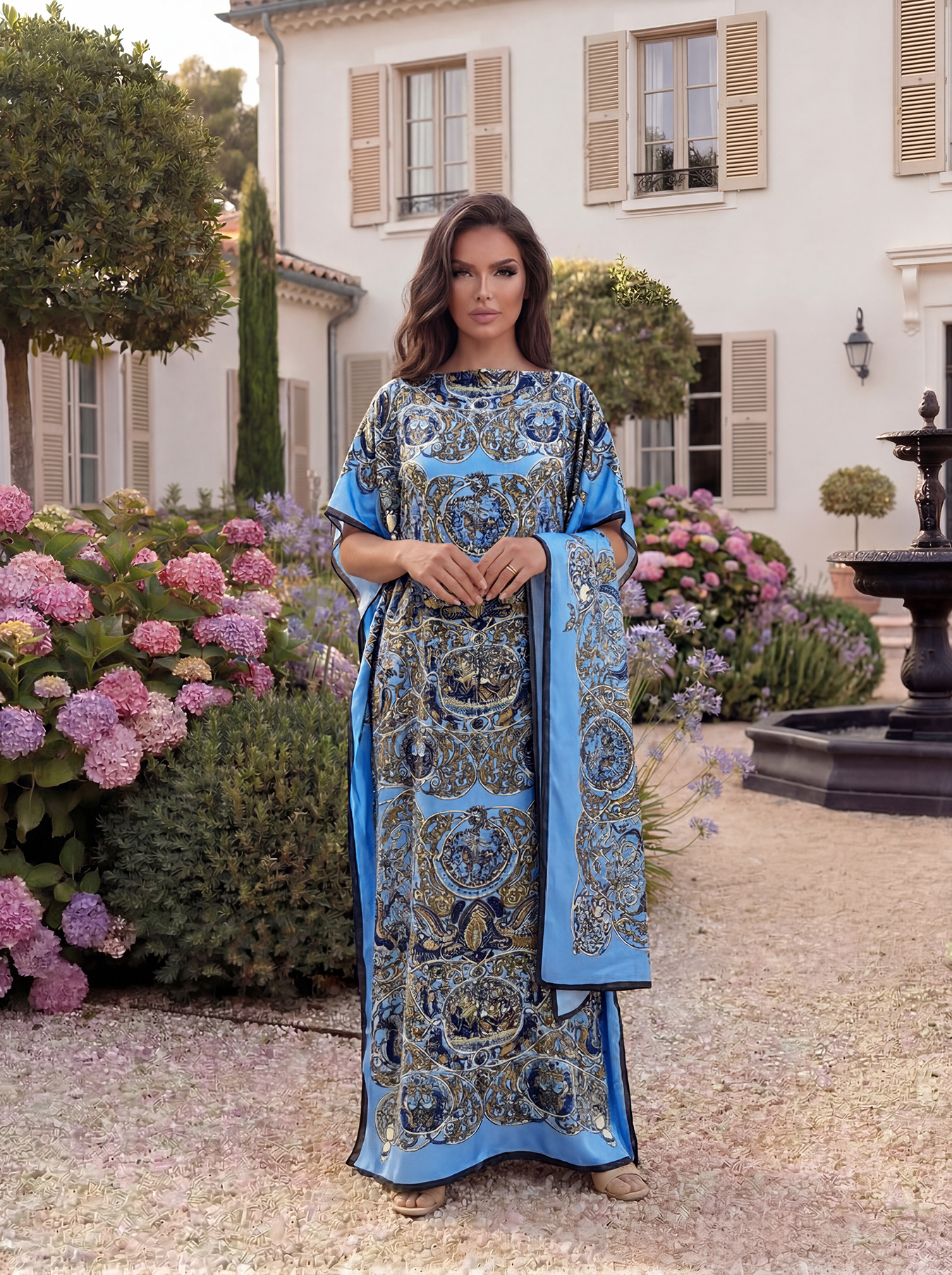 Abaya vintage baroque à imprimé animalier avec foulard, kaftan maxi ample pour femmes musulmanes africaines, tenue d'été pour la plage et les vacances