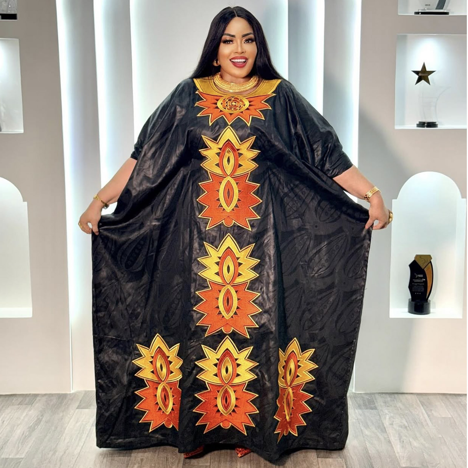 Tenue africaine pour femmes Abaya broderie grande taille robe d'église de fête élégante
