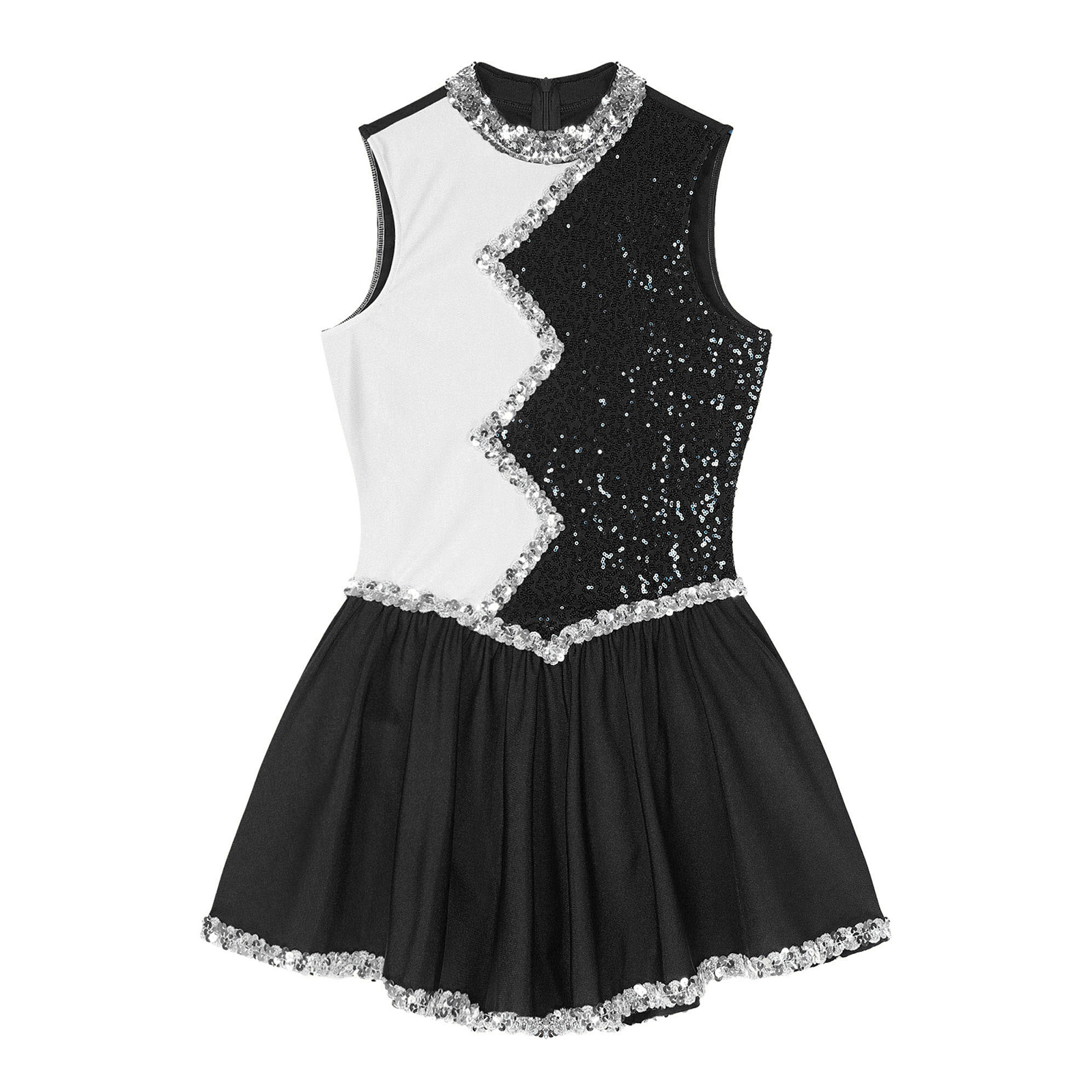 Robe de Patinage Artistique pour Femme, Tenue de Ballet Lyrique, Costume de Performance, Tutu à Paillettes Brillantes