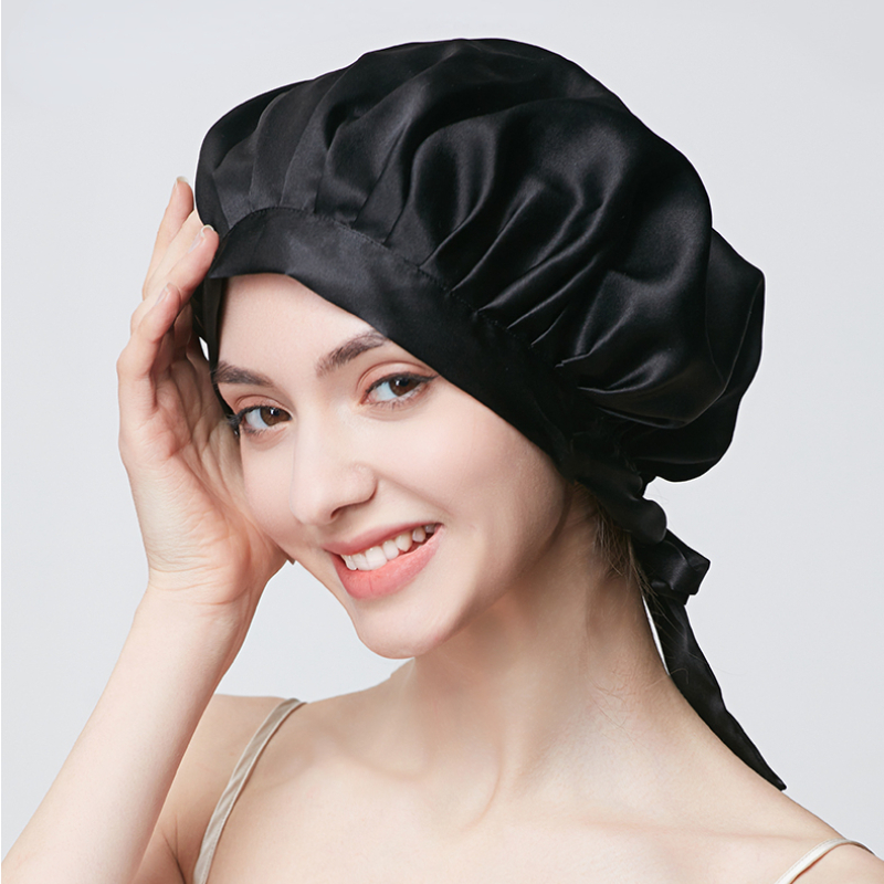 Bonnet de nuit en soie de mûrier pour femme, bonnet de sommeil de luxe en soie naturelle, bonnet de nuit, protection des cheveux, turban, bandeau pour la tête