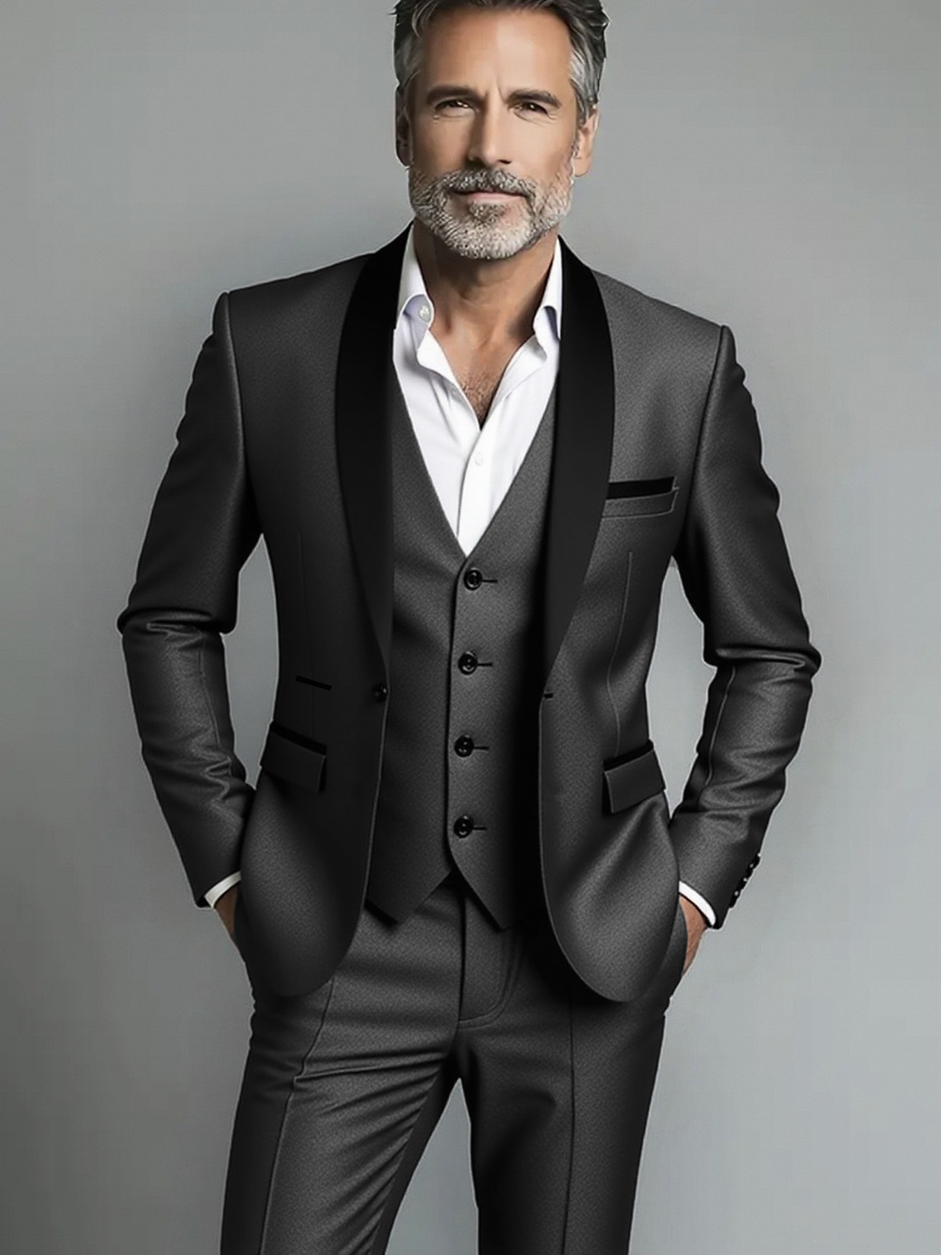 Costume (costume + gilet + pantalon) hommes d'affaires couleur unie mode minceur travail couleur unie grande taille robe formelle mariage meilleur costume pour hommes