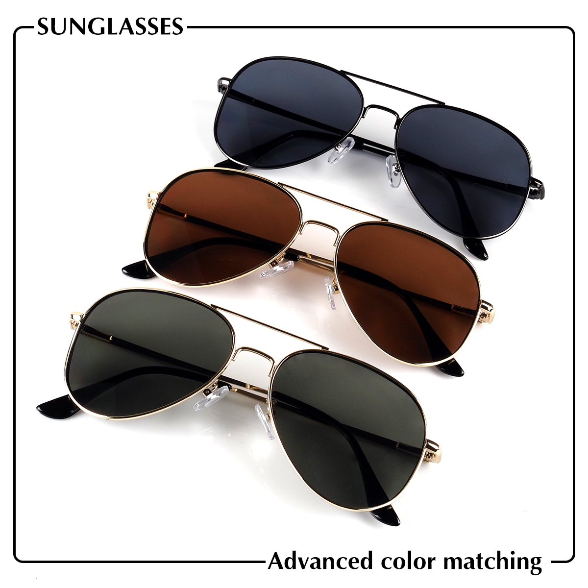 Lunettes de soleil de luxe pour hommes et femmes, monture en métal de haute qualité, forme classique en goutte, revêtement miroir, protection UV400