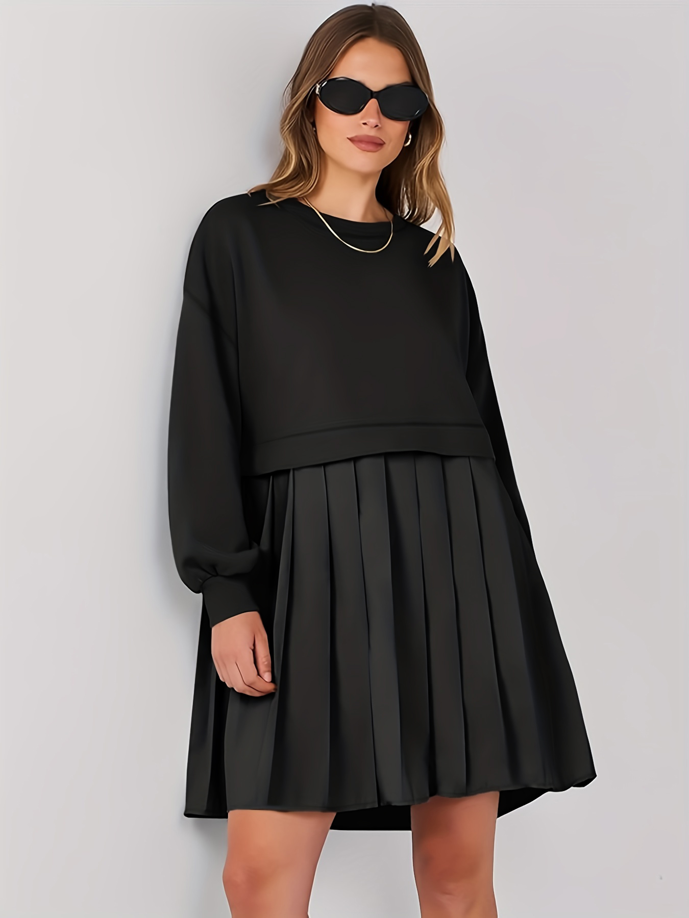 Robe plissée pour femmes grandes tailles, robe confortable et tendance