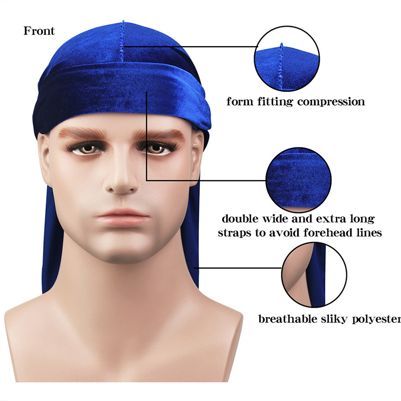 Turbans de mode pour hommes velours longue queue tressée chapeau de Pirate sport décontracté en plein air Turban personnalisé