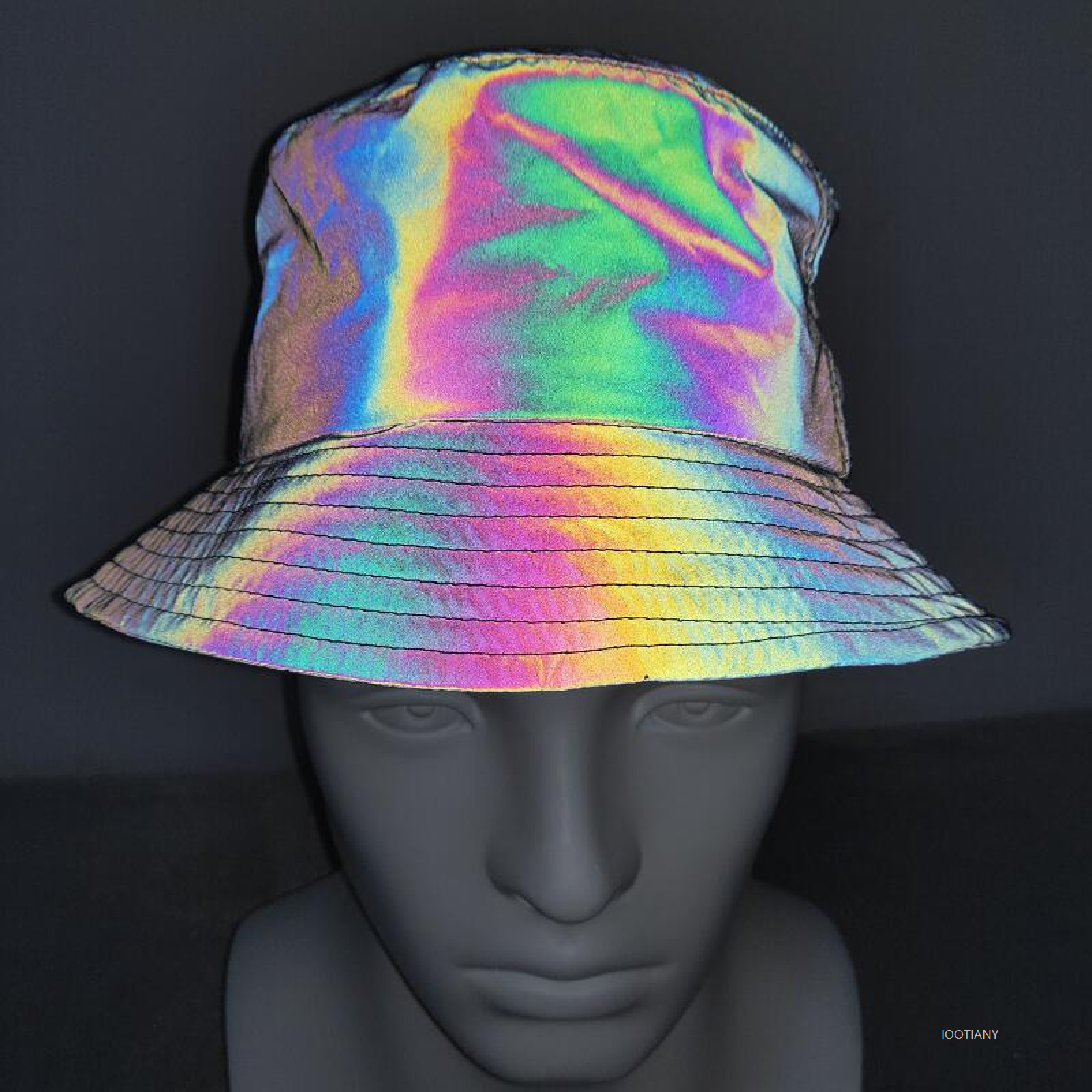 Chapeau de pêcheur réfléchissant coloré pour hommes et femmes, chapeau de soleil Hip-hop pour boîte de nuit, arc-en-ciel, chapeau de Cosplay d'halloween, coiffure de carnaval