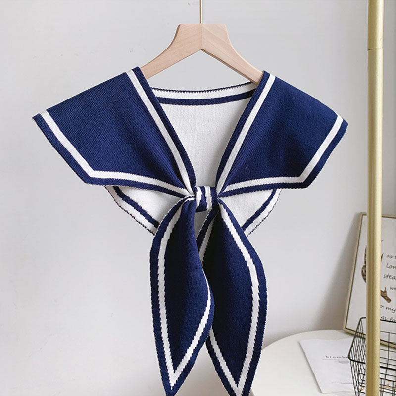 Mode tricot écharpe mignon cou plus chaud cercle faux col avant cravate faux col femmes marine Style col détachable pour les femmes