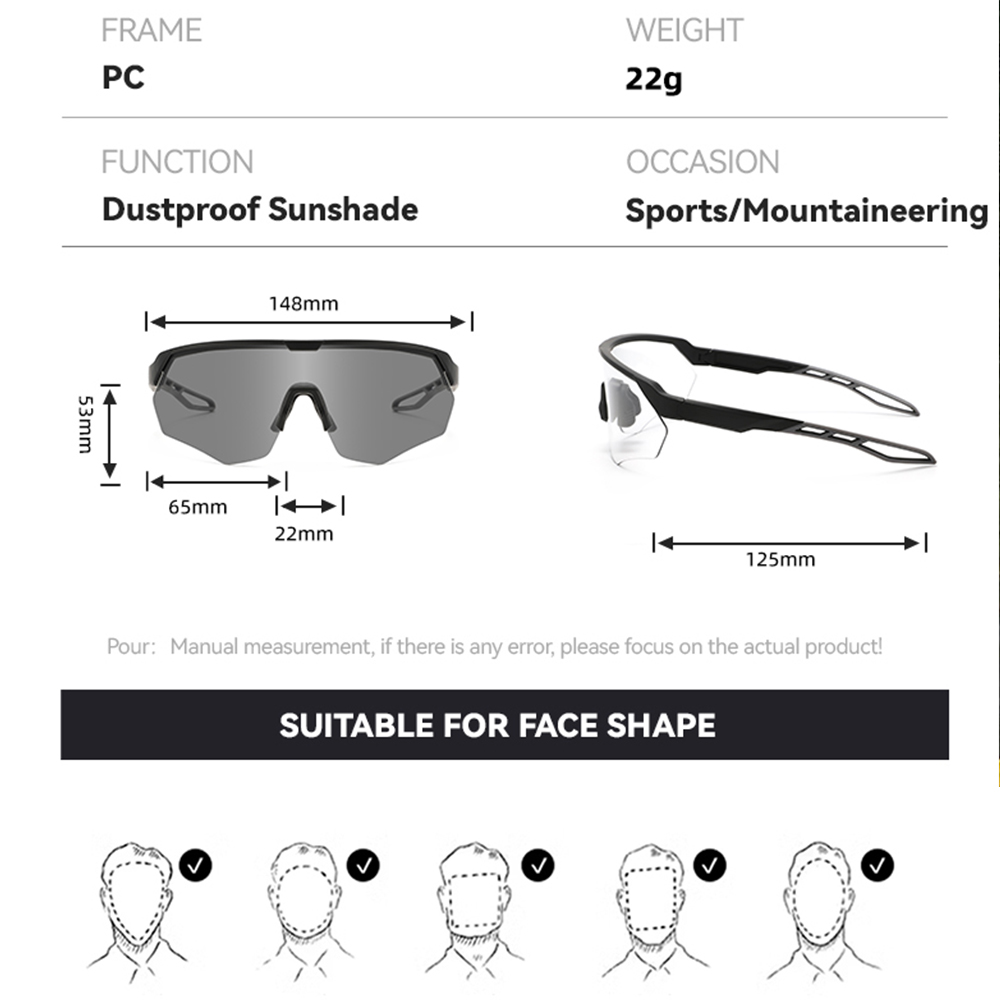 Lunettes de soleil de cyclisme photochromiques pour hommes et femmes, lunettes de conduite, de vélo de montagne, de sport, Uv400