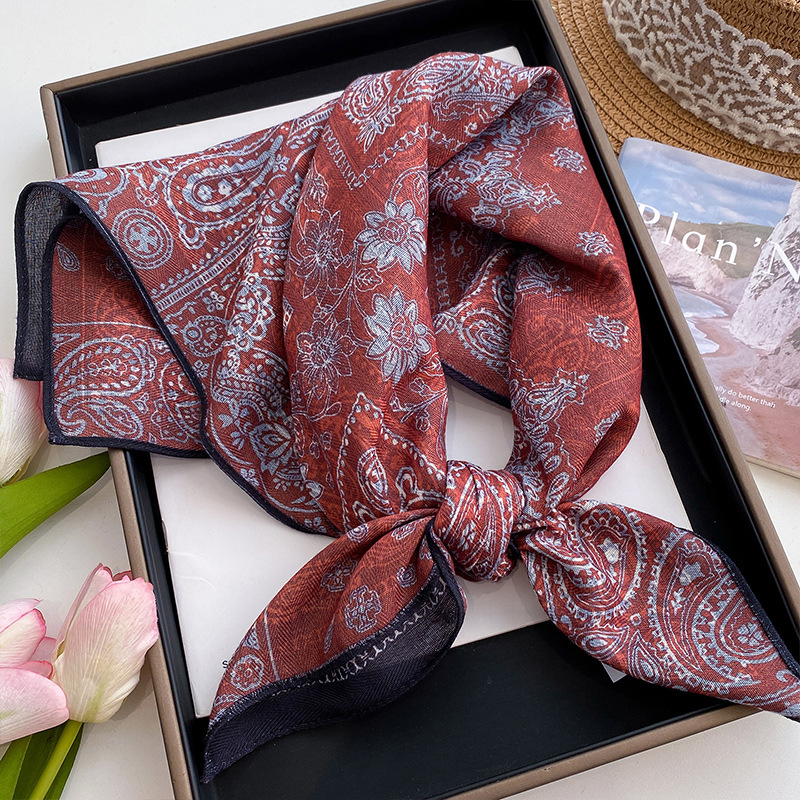 Écharpes de cou tendance pour femmes, châles et foulards en coton imprimé, petits bandanas, foulards carrés, jolis hijabs 68x68cm