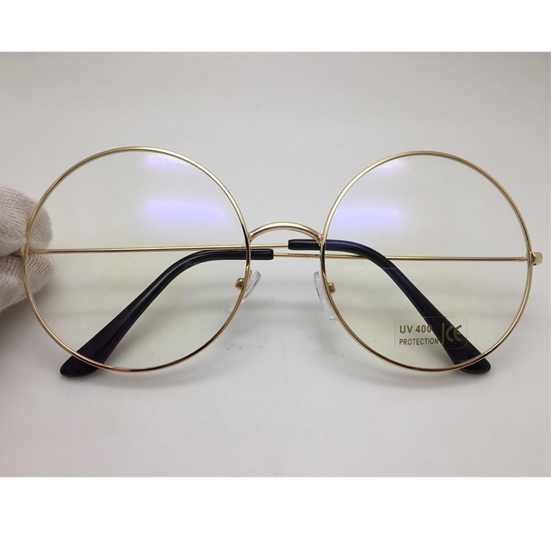 Grandes montures de lunettes rondes transparentes pour femmes, montures optiques en métal avec verres transparents, montures de lunettes de mode pour myopie.