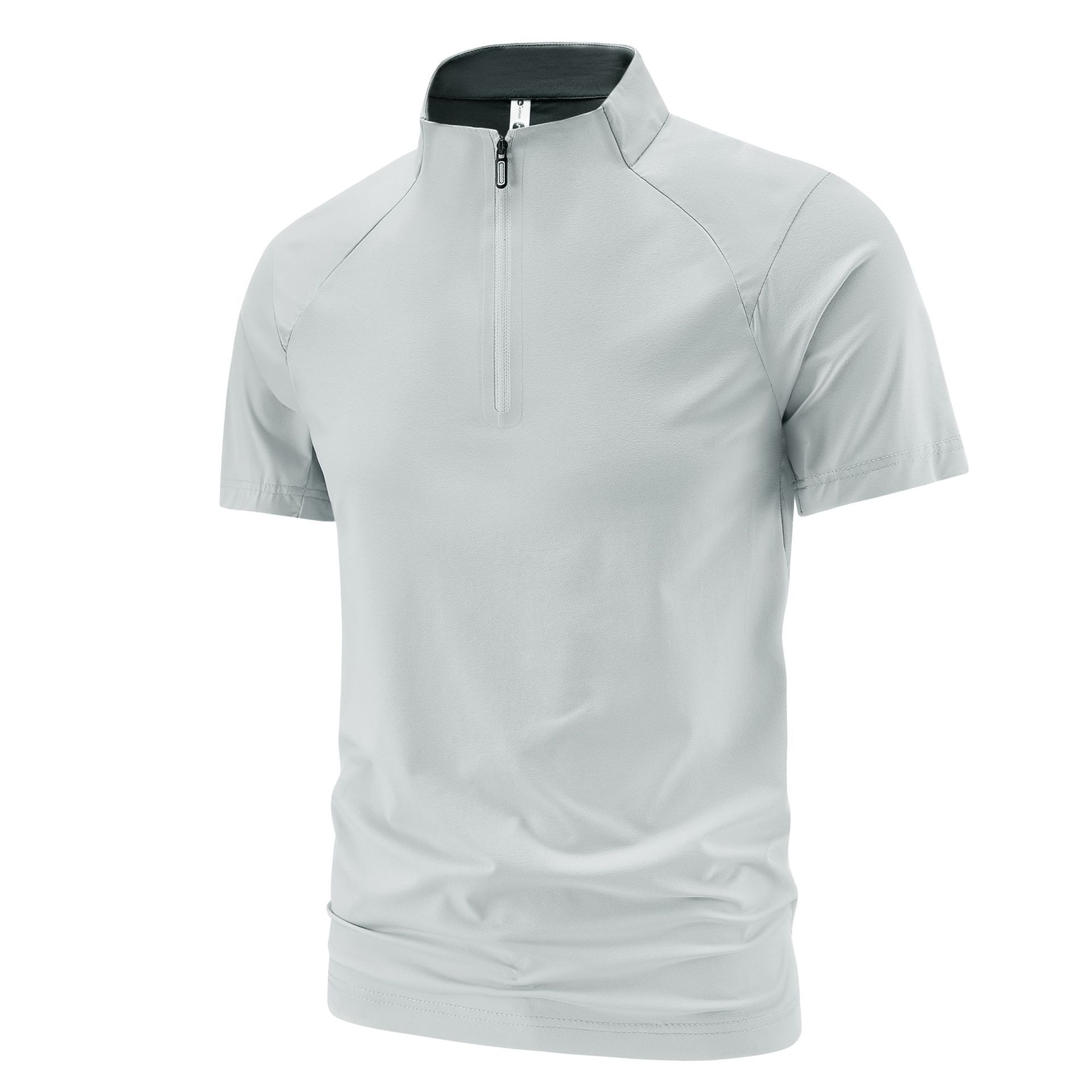 T-shirt à manches courtes en soie glacée pour homme, col montant, séchage rapide, vêtement de sport décontracté d'été, en tissu nylon, coupe confortable