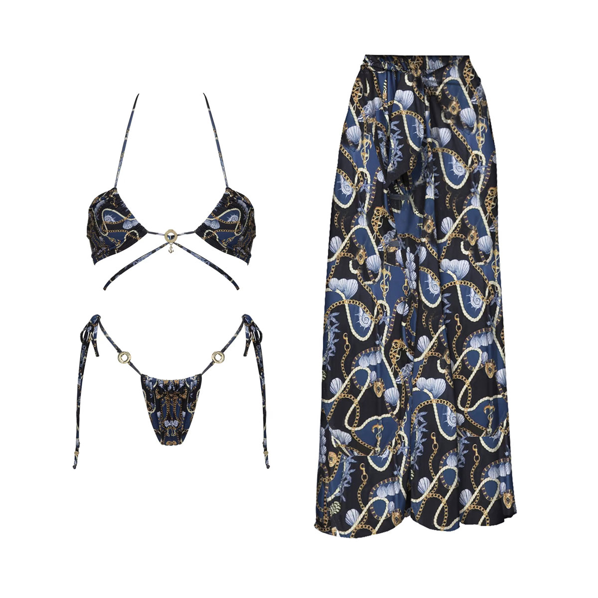 Maillot de bain une pièce élégant et jupe imprimée pour femme, ensemble bikini à lacets en V profond, maillots de bain de fête, maillots de bain trempés, haute qualité, nouveau, 2025